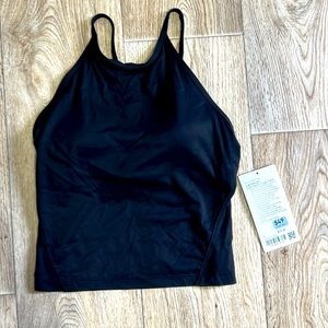 Black Lululemon high neck crop tank top with built in bra size 6